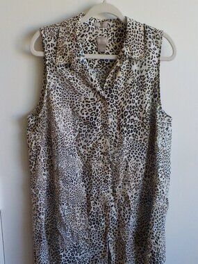Chicos Blouse - Size 2 (large) - Animal Print LINEN Sleeveless (729)